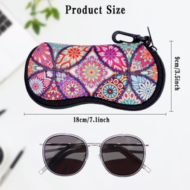 Bomiclss Soft Zippered Sunglasses Pouch Protective Eyewear Case, Ultra Light Portable Neoprene Eyeglass Case, Portable Travel Spectacle Case with Clip for Men Women (Eight Leaves)