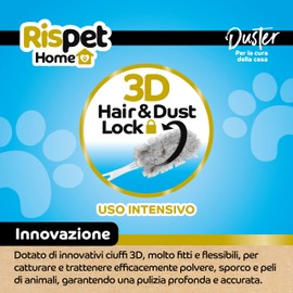 Rispet Duster Piumini 3D Cattura Polvere e Peli di Animali, Raggiunge I Punti più Difficili, 1 Manico e 3 Piumini