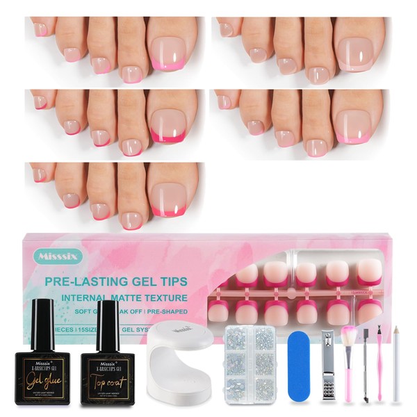 Misssix French Tip Press On Toe Nails, 150Pcs French Gel