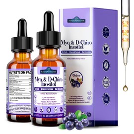 2 Pack Myo-Inositol & D-Chiro Inositol Supplement For Women Drops, Ideal 40:1 Ratio w. Organic Chaste Tree Berry, Ceylon Cinnamon Support Hormonal Balance & Ovarian, Cycle Regulation, Mood, Nerve