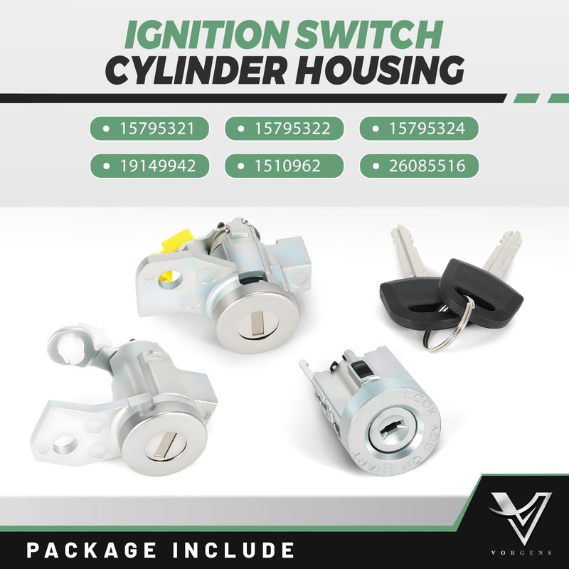 VORGENS Ignition Switch Cylinder Housing 15795321 15795322, w/Ignition Lock Cylinders