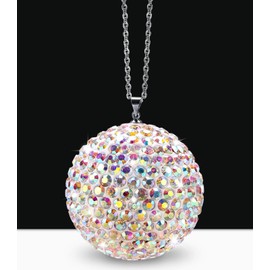 Rear View Mirror Accessories Bling Car Crystal Ball Car Accessories for Women Interior Rearview Mirror Charms Colorful Car Accessories