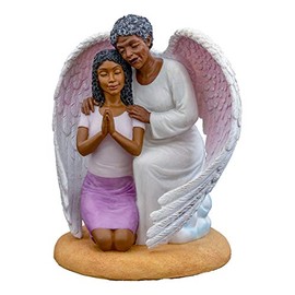 Ebony Treasures Guardian Angel Over Praying Woman