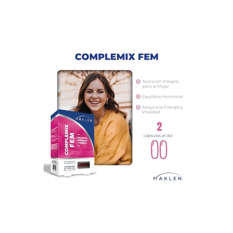 Fem Multivit Multivitaminico Mujer Omega Capsulas Softgels Complemix Conjunto Vitaminas
