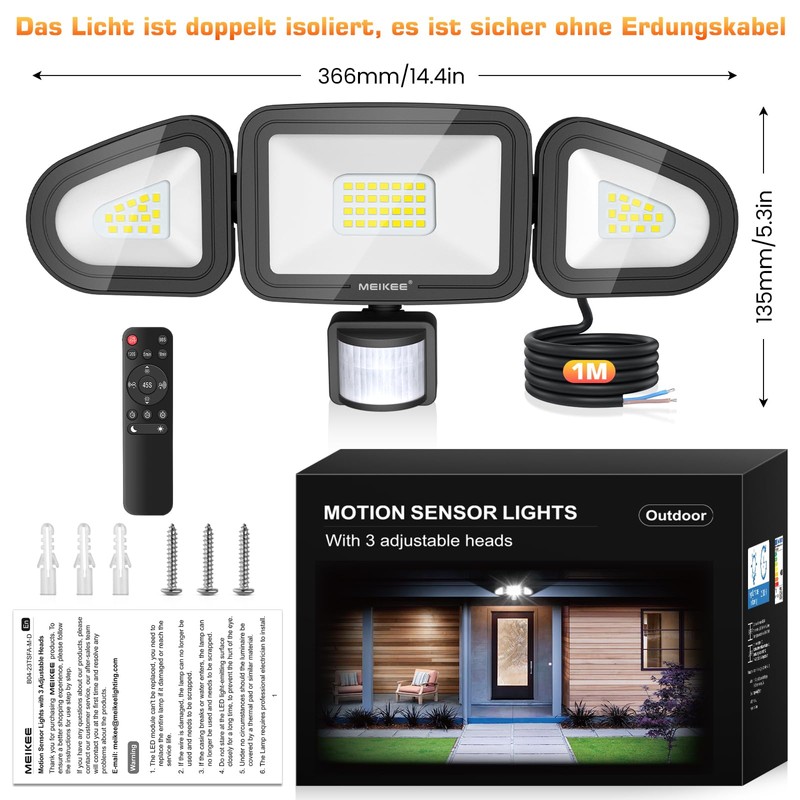 MEIKEE 42 W LED Spotlight with Motion Sensor Remote Control