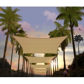Amgo 16' x 20' Sand Beige Rectangle Sun Shade Sail Canopy Awning UPF50+ AGTAPR1620, 95% UV Blockage, Water & Air Permeable, Commercial and Residential, 3 Years Warranty (We Make Custom Size)