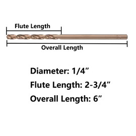 VALYRIANTOOL 1/4 in. x 6 in. Cobalt Aircraft Extension Drill Bits Set(5PCS), M35 High Speed Steel Drill Bit Extra Long Deep Hole Drilling for Stainless Steel, Plastic and Wood