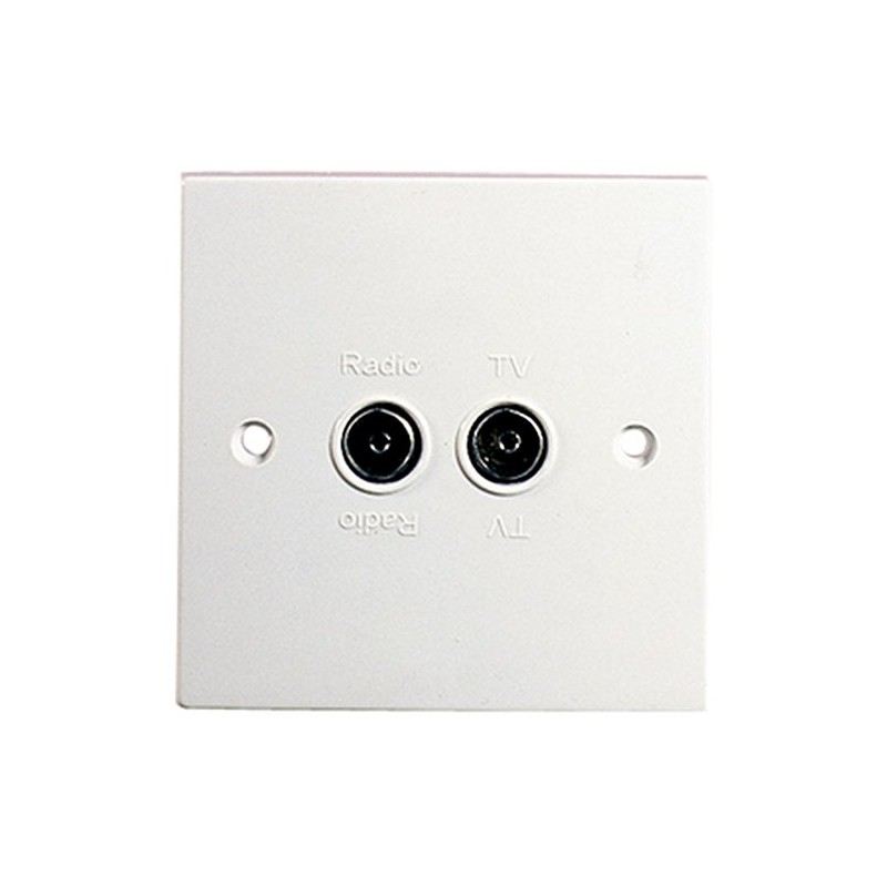 Twin FM and TV Coaxial Outlet, White
