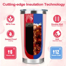 VivaJoy Teacher Gifts, Gifts for Teachers, Pink Stainless Steel Tumbler with Carefully Designed Cute Sweet Stationery and Heart Pattern, Thank You Teachers Gift for Women