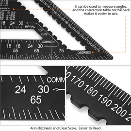 QWORK® Rafter Square Metric Speed Square 12 inch & 7 inch Aluminum Carpenters' Roofing Square, Metric Woodwork Square Triangle Ruler, for Timber Projects Roofing