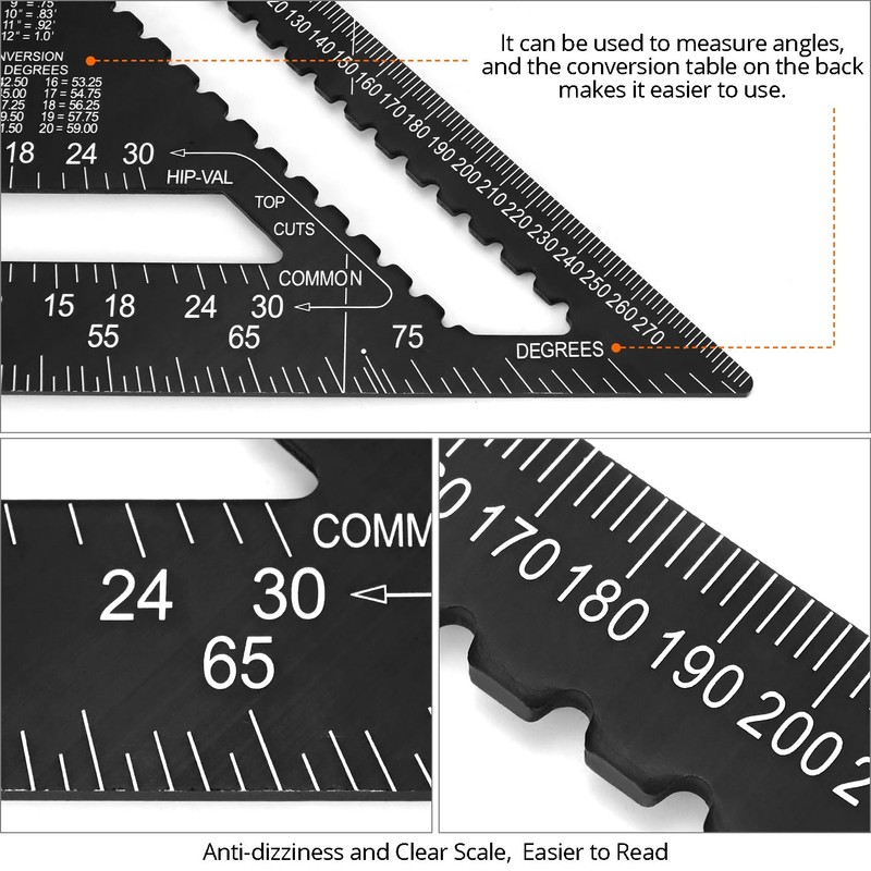 QWORK® Rafter Square Metric Speed Square 12 inch & 7