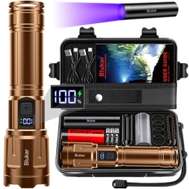 Blukar LED Torch Super Bright- 3 Color Temperatures & 4 Modes, Long-Lasting 5000mAh, Adjustable Focus, IP67 Waterproof Handheld Torch Flashlight for Camping, Emergency, Hiking etc-Brown