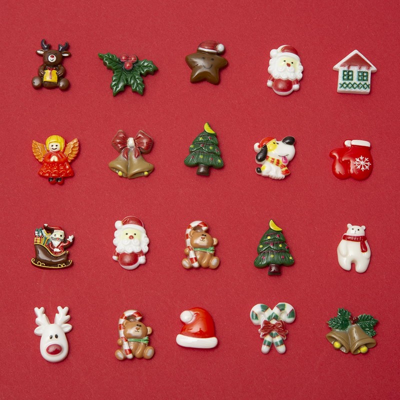 Baiinjiene 100 Pieces Christmas Resin Charms Set for Craft, Slime,