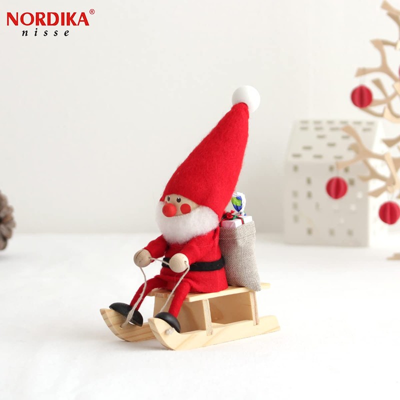 Nordika Nisse norudyika nisse Christmas Wooden Doll (Santa on Sled/Red/nrd120072)