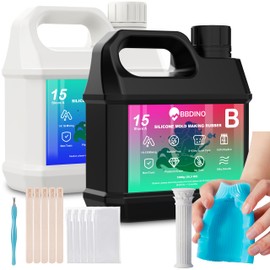 BBDINO Shore 15A Platinum Silicone Mold Making Starter Kit, 3-Hour Fast Cure, 30-Min Pot Life, Half Gallon (4.4 lbs), 1:1 Mix Ratio, Tools Included