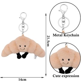 Ceeyoll Key Ring Croissant, Croissant Plush Toy, Croissant Key Ring Bag Charms, Plush Cuddly Toy Croissant Pendant Bag, for Boys and Girls Birthday Gifts