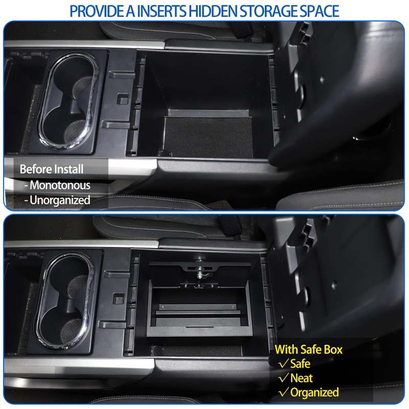 Center Console Safe Box Compatible with Nissan Titan 2016-2023, Armrest