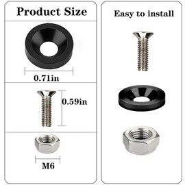 LUYEJKO Engine Dress up Kit, 40 PCS Bumper Fender Washers ，M6 Dress up Bolts (Black)
