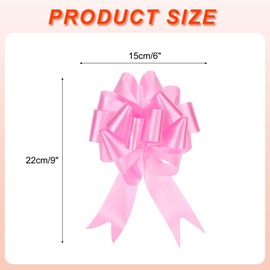 MECCANIXITY 10pcs 6 Inch Large Pull Bow Big Gift Wrapping Bows Ribbon Pink for Wedding Car Baskets Presents Christmas Bow