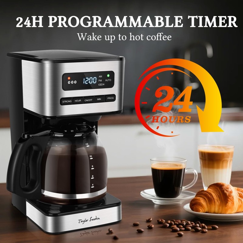 Taylor Swoden Programmable Coffee Makers 12 Cup, Hot and Iced