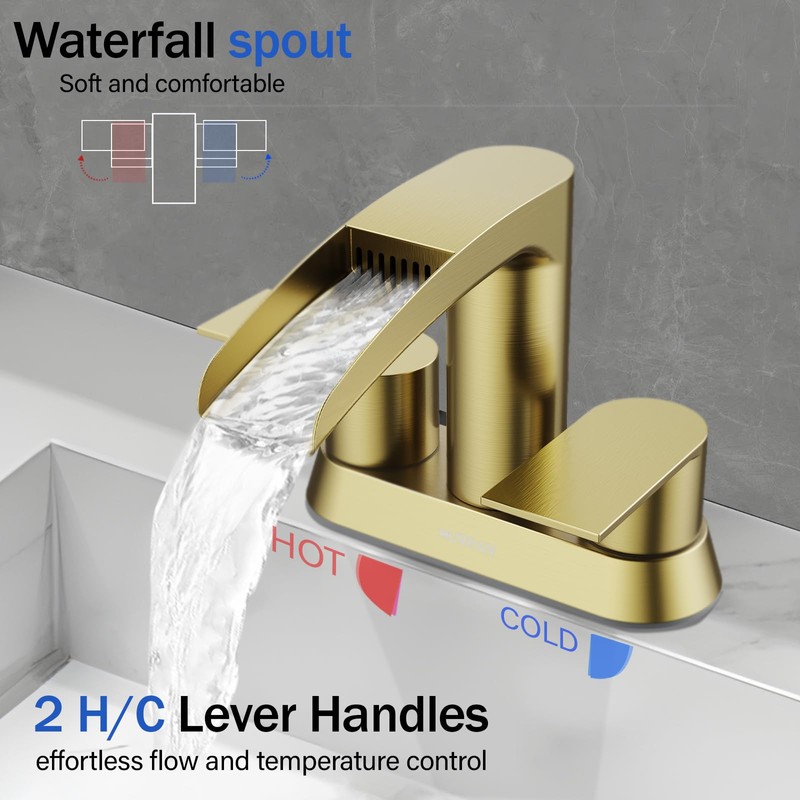 Bathroom Sink Faucet for 3 Hole, Hurran 4 Inch Faucets