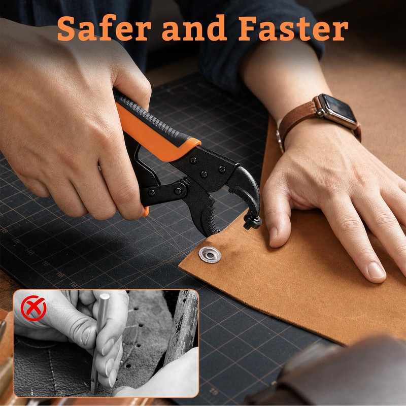 Heavy Duty Snap Fastener Tool Kit with 3 Magnetic Dies