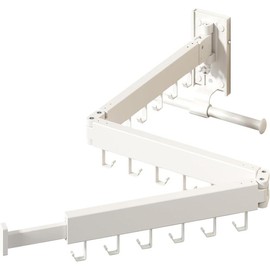 Clothes Drying Rack,Laundry Drying rack,Wall Mounted Clothes Rack,Clothes Hanging Rack,Laundry Rack Wall Mount,Folding Retractable Collapsible Drying Rack Clothing (Three-Poles,J Hooks,White) - Colour: Upgrade-White / J Shape Hooks