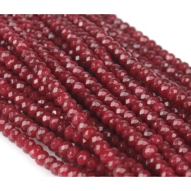 Agate & Jasper Gemstone Strand Beads, 4 mm, Rondelle, 110 Pieces, Jewellery Beads, Semi-Precious Stone for Jewellery, Necklace, Bracelet (Garnet)