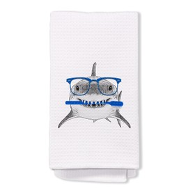 Yomisex Funny Shark Bathroom Decor Hand Towels, Shark Lover Gifts Hand Towels for Kids Boys Bathroom Decor, Funny Ocean Beach Dish Towels, 16x24 Inch