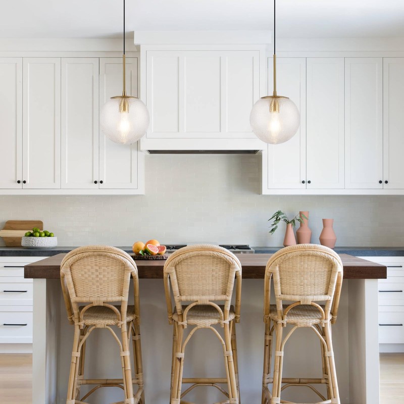 FEAZAC Glass Globe Pendant Light Fixtures, Mid Century Modern Ceiling