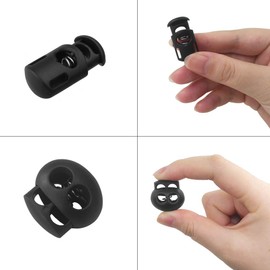 20 PCS Plastic Cord Locks & 50 ft Elastic Bungee Cord, SourceTon 10 PCS Single-Hole, 10 PCS Double-Hole ABS Spring Toggles with 5/32" Elastic Shock Cord for Backpacks, Luggage (Black)