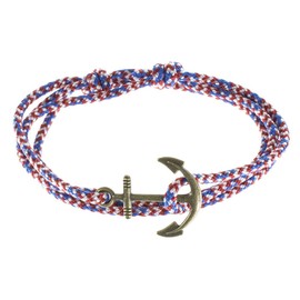 West Coast Paracord Women's Adjustable Nautical Anchor and Fish Hook Wrap Cuff Bracelets - Made of Nylon Rope (Bronze Anchor, Stars and Stripes)