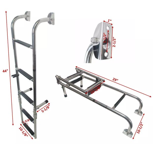 Pactrade Marine Marine Boat Foldable Stainless Steel 5 Steps Ladders