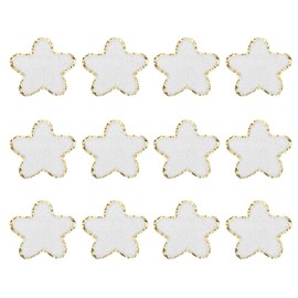 MECCANIXITY 12 PCS Star Embroidered Patches Patriotic Gold Edge Chenille Patches Star Appliques for Clothing Bags Laptop Decorations, White