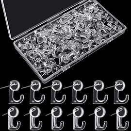 Tenare Ganchos de Chinchetas Tachuelas con Cabeza de Plástico Tachuelas de Pared Transparentes Clavos Colgantes Chinchetas Decorativas para Mapa Tablón de Anuncios de Corcho Fotos, Transparentes (50)