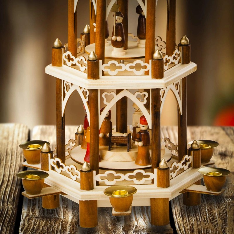 Usa Supreme German Christmas Pyramid 21in Wooden Nativity Scene 3