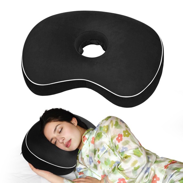Nockovi Ear Piercing Pillow for Side Sleepers, Orthopedic Support with