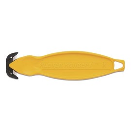 Klever Koncept Safety Cutter, 5.75" Plastic Handle, Yellow, 10/Pack