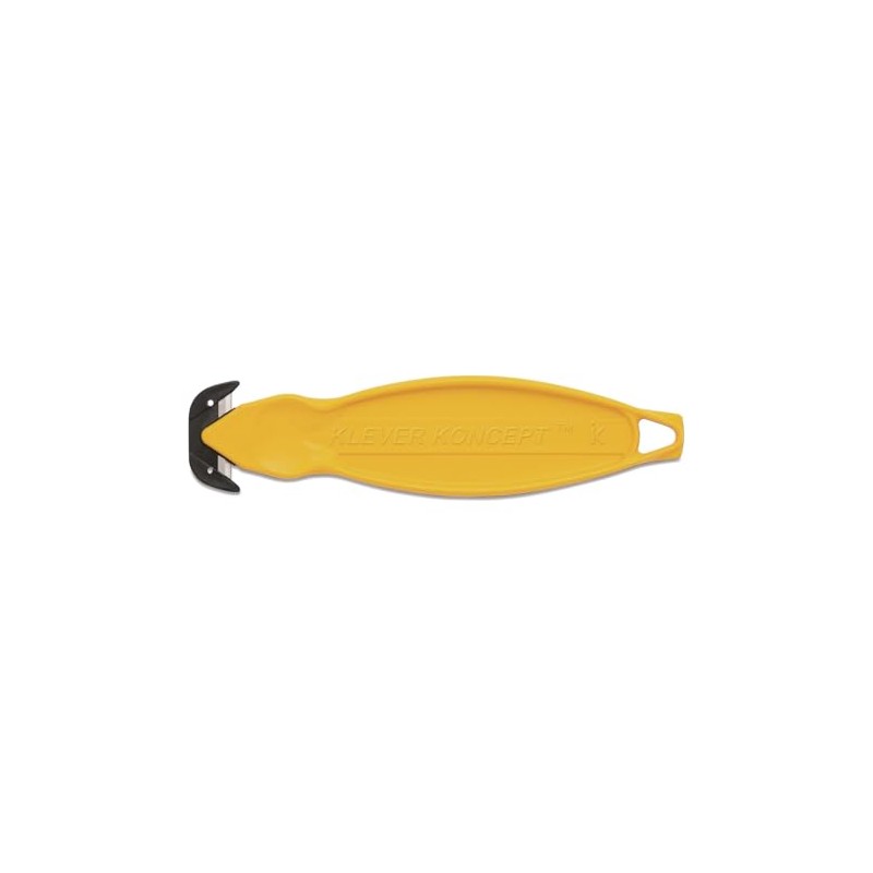 Klever Koncept Safety Cutter, 5.75" Plastic Handle, Yellow, 10/Pack