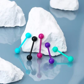 OUFER 14G 5PCS Soft Acrylic Tongue Bars Colorful Tongue Piercings Tongue Rings for Women Tongue Barbell