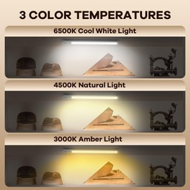 BIAT Under Cabinet Lights 2PCS, 80 Led Motion Sensor Light Indoor, Rechargeable Closet Lights Motion Sensored, 3 Color Temps Under Counter Lights for Kitchen, Dimmable Under Cabinet Lighting