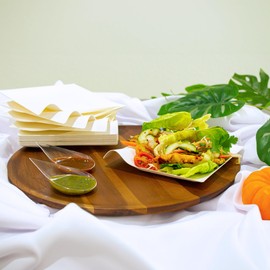 CMJJ 50ct 5.9'' Square White Sugarcane Modern Dinner Plates, Compostable and Eco-Friendly Disposable Plates, Small Plates for Appetizers, Ideal for Parties, Events, Buffets, and More!