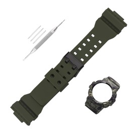 Topuly 16mm× 29mm Resin Watch Band Compatible for Casio G-shock 10536683 GA-700UC GA-700 Strap Wirstband accessories replacement for Men and Women, Army Green