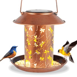 Bird Feeders for Outdoors Dragonfly Solar Lanterns Outdoor Waterproof Garden Decor Gifts for Women Mom Grandma Metal Solar Decoration Outside LED Lanterns for Yard, Patio, Lawn, Pathway, Landscape
