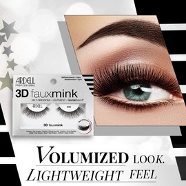 Ardell 3D Faux Mink Lashes False Eyelashes 859 - Fluffy & Voluminous Strip Wispy Lashes for a Natural Glam Look, 4 Pairs