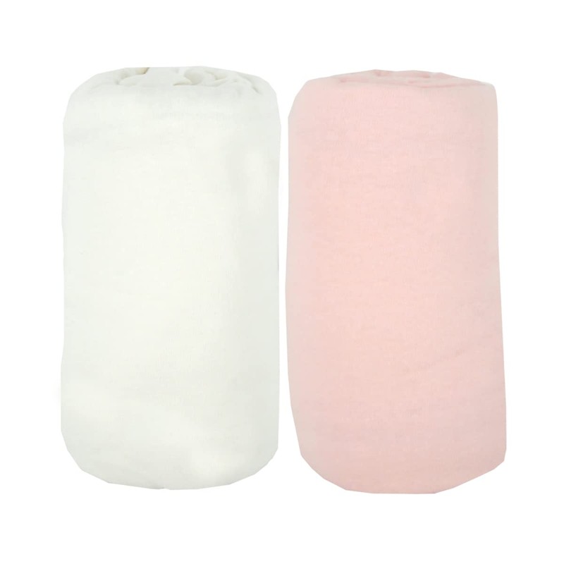 BabyCalin - Set of 2 Fitted Sheets White / Pink