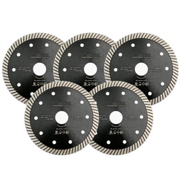 SHDIATOOL Diamond Turbo Blade 5 - Inch Super Thin Cutting Disc for Porcelain Ceramic Tile Granite Dia 125mm 5PCS