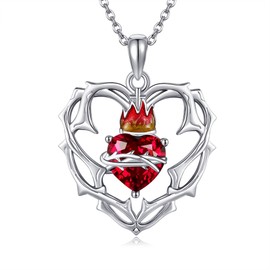 AXOMY Sacred Heart of Jesus Necklace S925 Sterling Silver Zirconia Cross Sacred Heart Jewelry Christian Gifts for Women, one size, Sterling Silver, No Gemstone