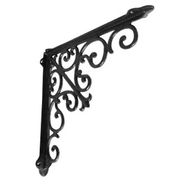 NACH Decorative Shelf Brackets, 1 Pack of 15 x 2 x 15 inch, Black Cast Iron Wall Shelf Brackets - Decorative Bookshelf Brackets - Victorian Style Shelf Bracket