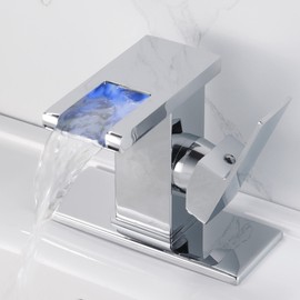 Y-Garhe LED Waterfall Faucet, Single Hole Bathroom Sink Faucet with LED Light